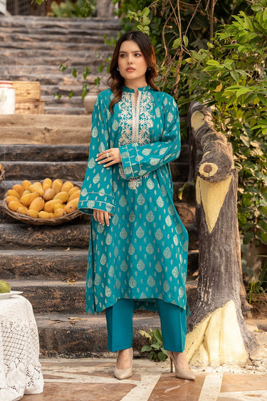 2 Pc Jacquard Embroidered Stitched Suit - Prime Point Store
