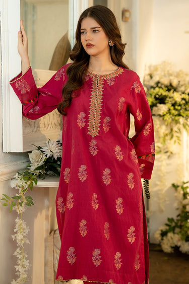 2 Pc Jacquard Embroidered Stitched Suit - Prime Point Store
