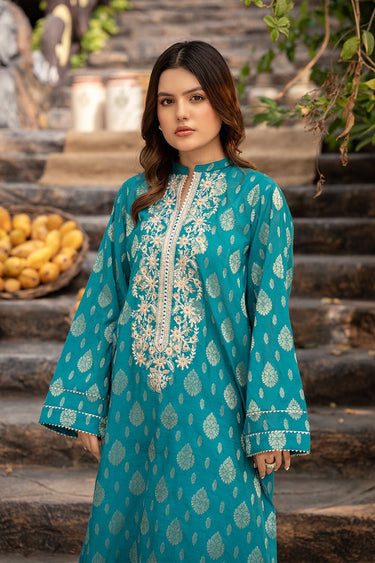 2 Pc Jacquard Embroidered Stitched Suit - Prime Point Store