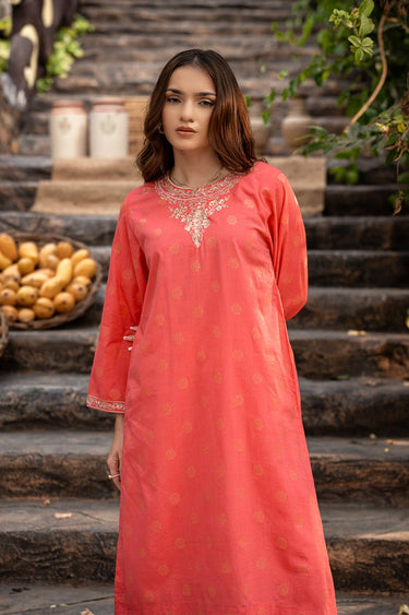 2 Pc Jacquard Embroidered Stitched Suit - Prime Point Store