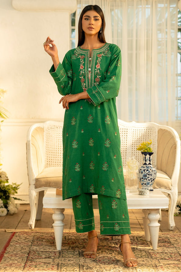 2 Pc Jacquard Embroidered Stitched Suit - Prime Point Store