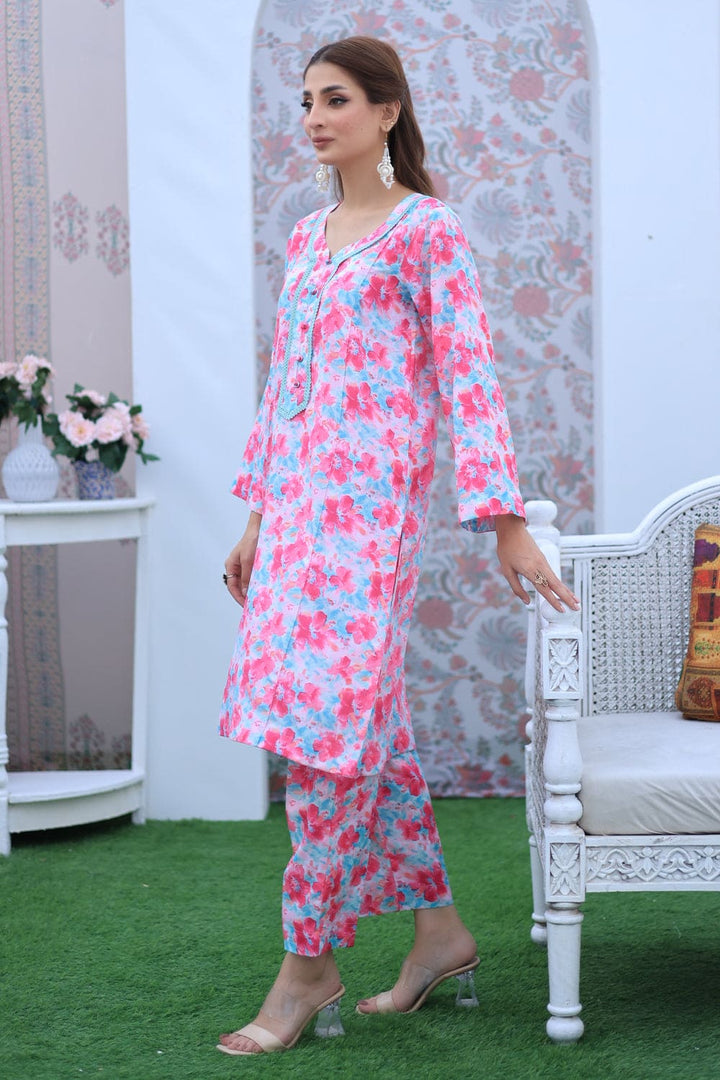 2 Pc Lawn Printed Stitched Co - ords - Prime Point Store