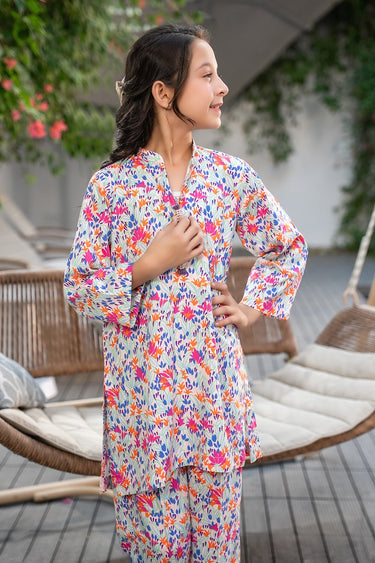 2 Pc Printed Cambric Suit For Girl - Prime Point Store