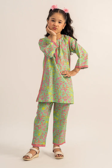 2 Pc Printed Co - ords Cambric Suit For Girl - Prime Point Store