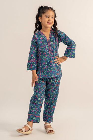 2 Pc Printed Co - ords Cambric Suit For Girl - Prime Point Store