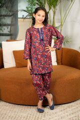 2 Pc Printed Cotton Lawn Suit For Girl - Prime Point Store