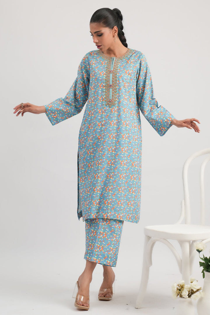 2 Pc Printed Embroidered Cambric Stitched Suit - Prime Point Store