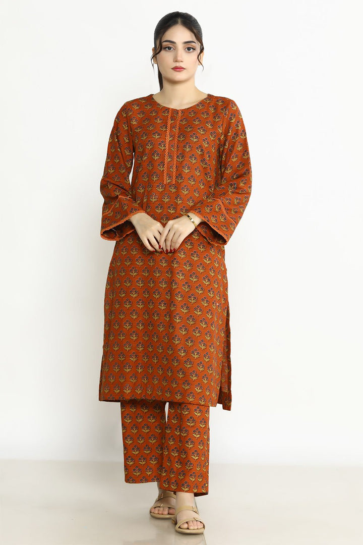 2 Pc Printed Khaddar Stitched Co - ords - Prime Point Store