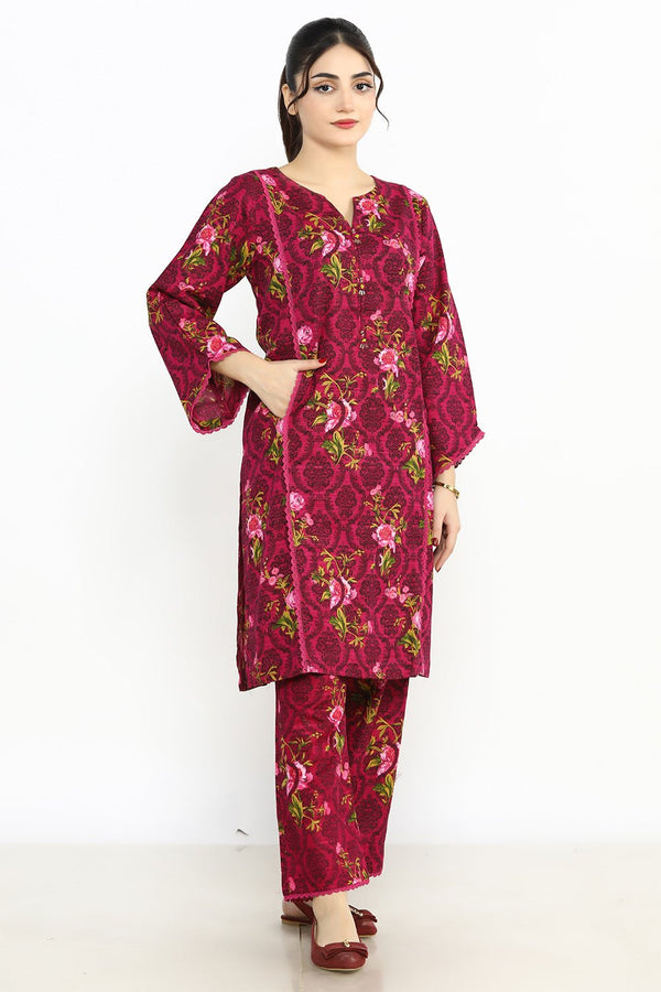 2 Pc Printed Khaddar Stitched Co - ords - Prime Point Store