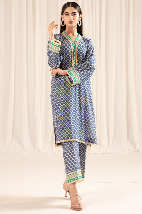 2 Pc Printed Khaddar Stitched Co - ords - Prime Point Store