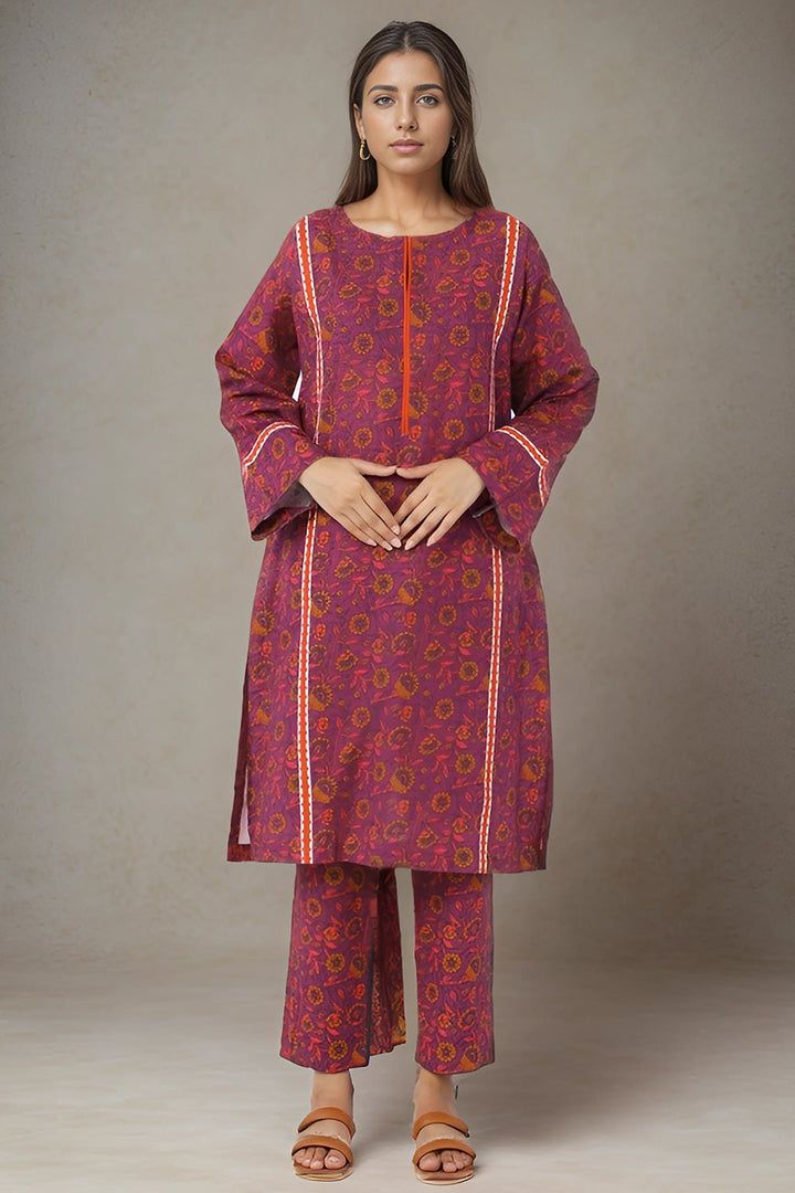 2 Pc Printed Khaddar Stitched Co - ords - Prime Point Store