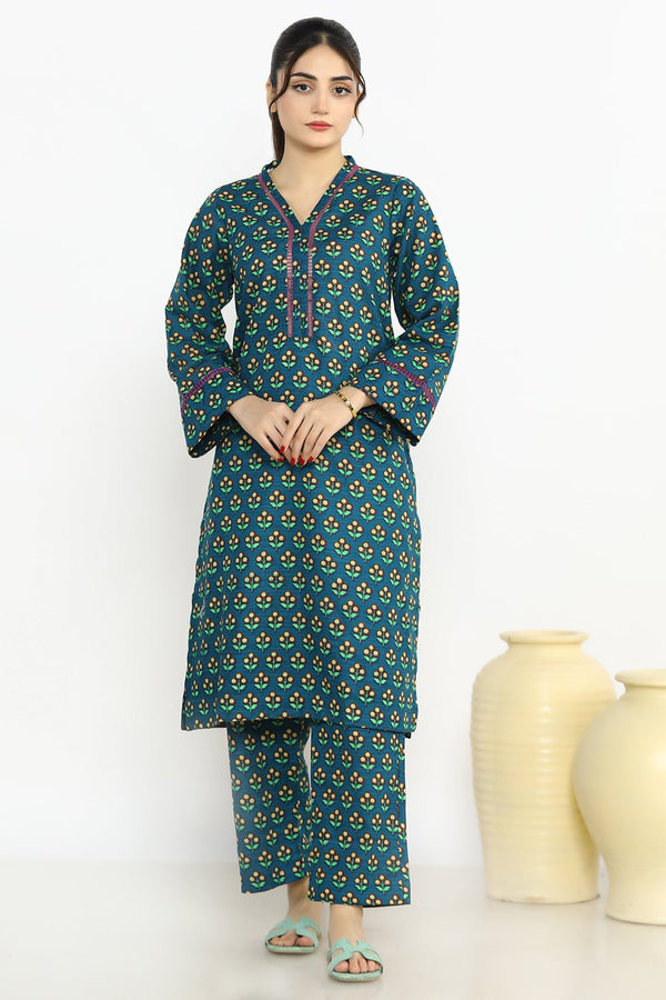 2 Pc Printed Khaddar Stitched Co - ords - Prime Point Store