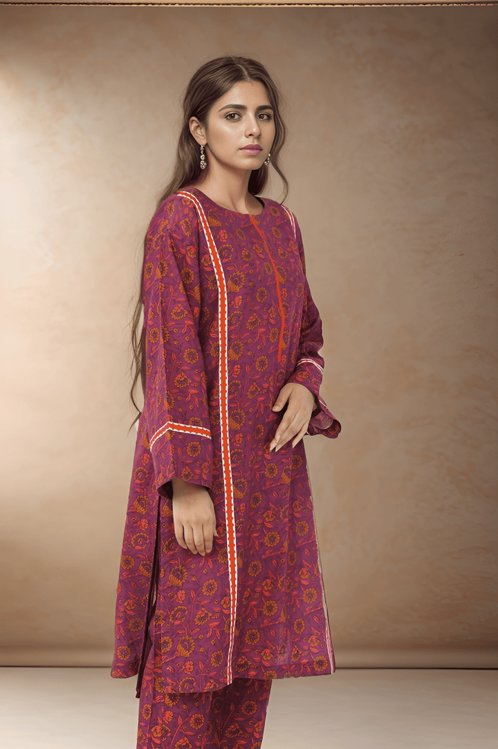 2 Pc Printed Khaddar Stitched Co - ords - Prime Point Store