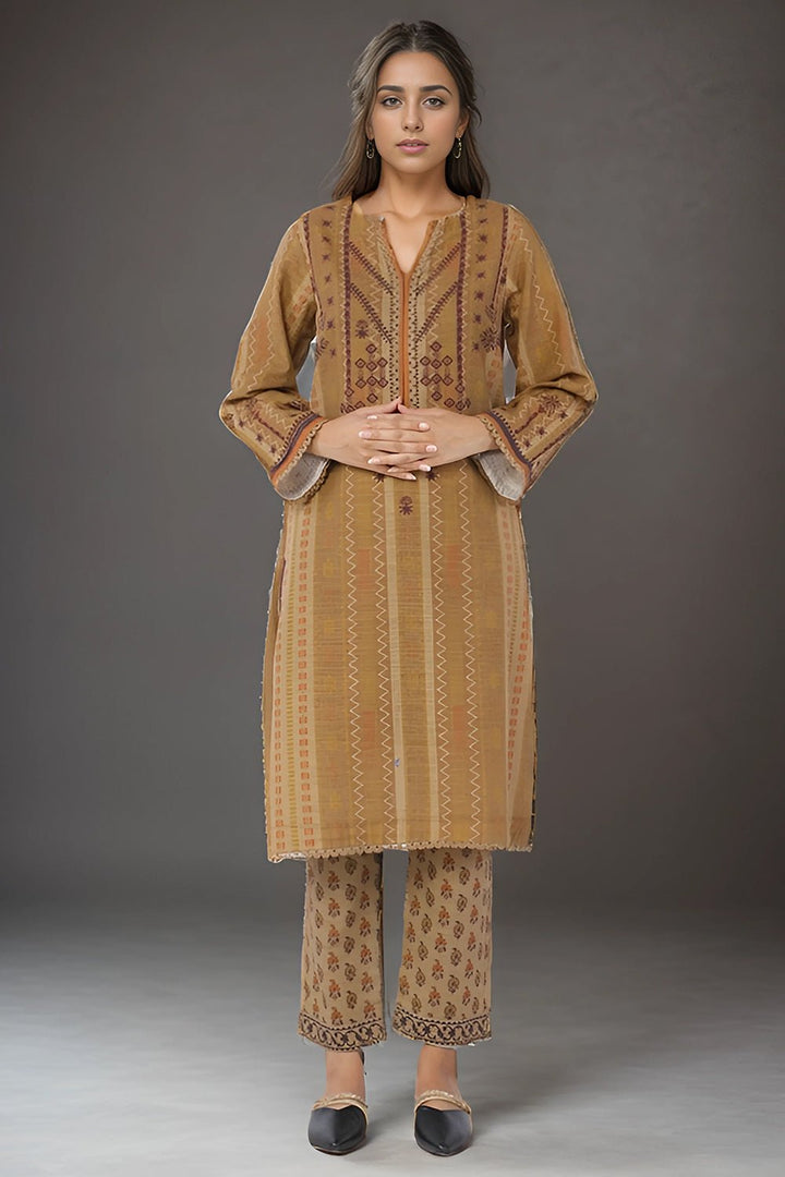2 Pc Printed Khaddar Stitched Co - ords - Prime Point Store
