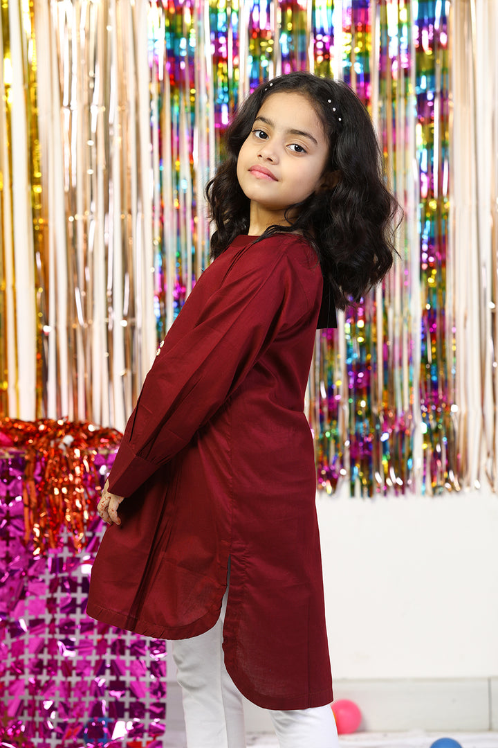 Maroon Cambric Solid Kurti - Prime Point Store