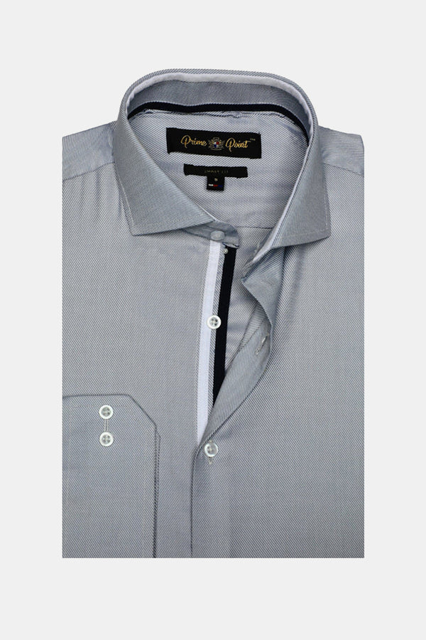 Grey Textured Casual Shirt For Men - Prime Point Store