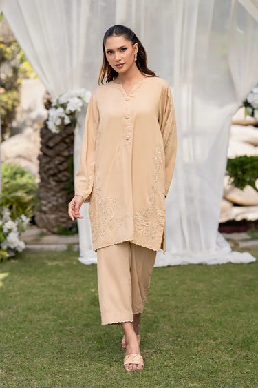 2 Piece - Embroidered Linen Suit