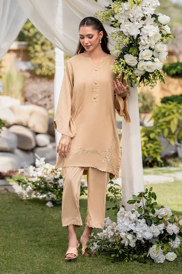 2 Piece - Embroidered Linen Suit