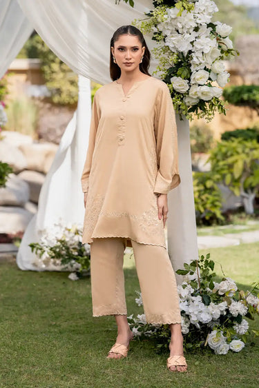 2 Piece - Embroidered Linen Suit