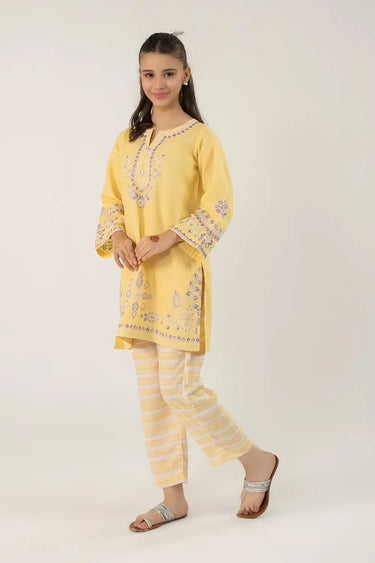 2 Piece - Embroidered Texture Suit