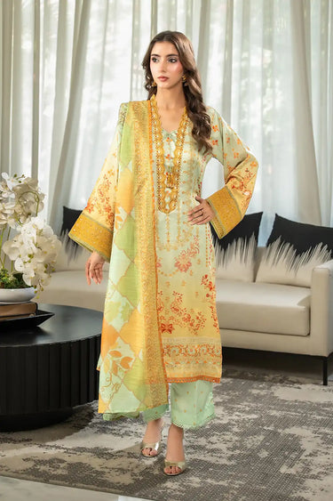 3 Piece - Embroidered Shamooz Silk Suit
