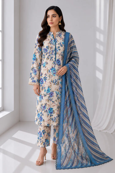 3-PIECE PRINTED CAMBRIC SUIT