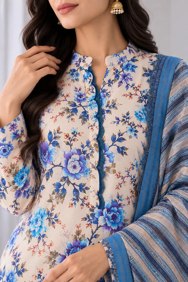 3-PIECE PRINTED CAMBRIC SUIT