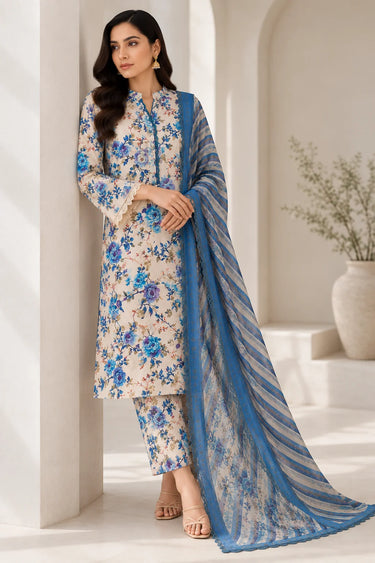 3-PIECE PRINTED CAMBRIC SUIT