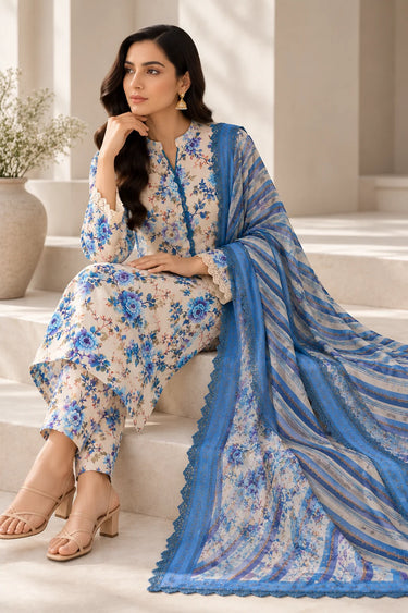 3-PIECE PRINTED CAMBRIC SUIT