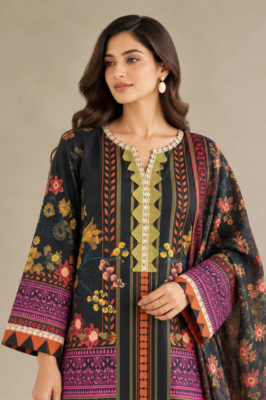 3-PIECE PRINTED CAMBRIC SUIT