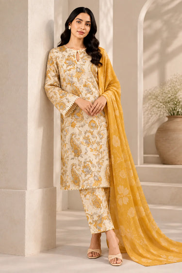 3-PIECE PRINTED CAMBRIC SUIT