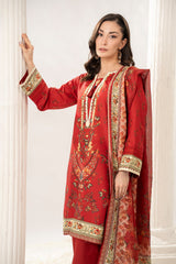 3 Pc Arabic Printed Lawn Unstitched Suit - Prime Point Store