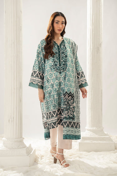 3 Pc Arabic Printed Lawn Unstitched Suit - Prime Point Store