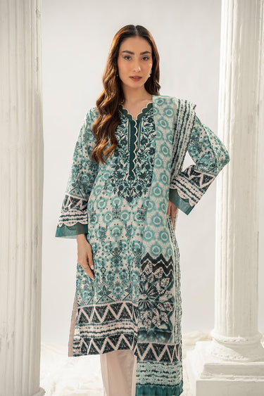 3 Pc Arabic Printed Lawn Unstitched Suit - Prime Point Store