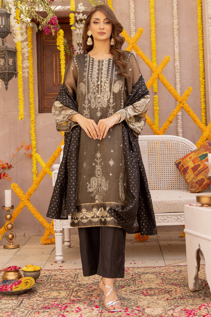 3 Pc Black Dyed Embroidered Stitched Suit - Prime Point Store