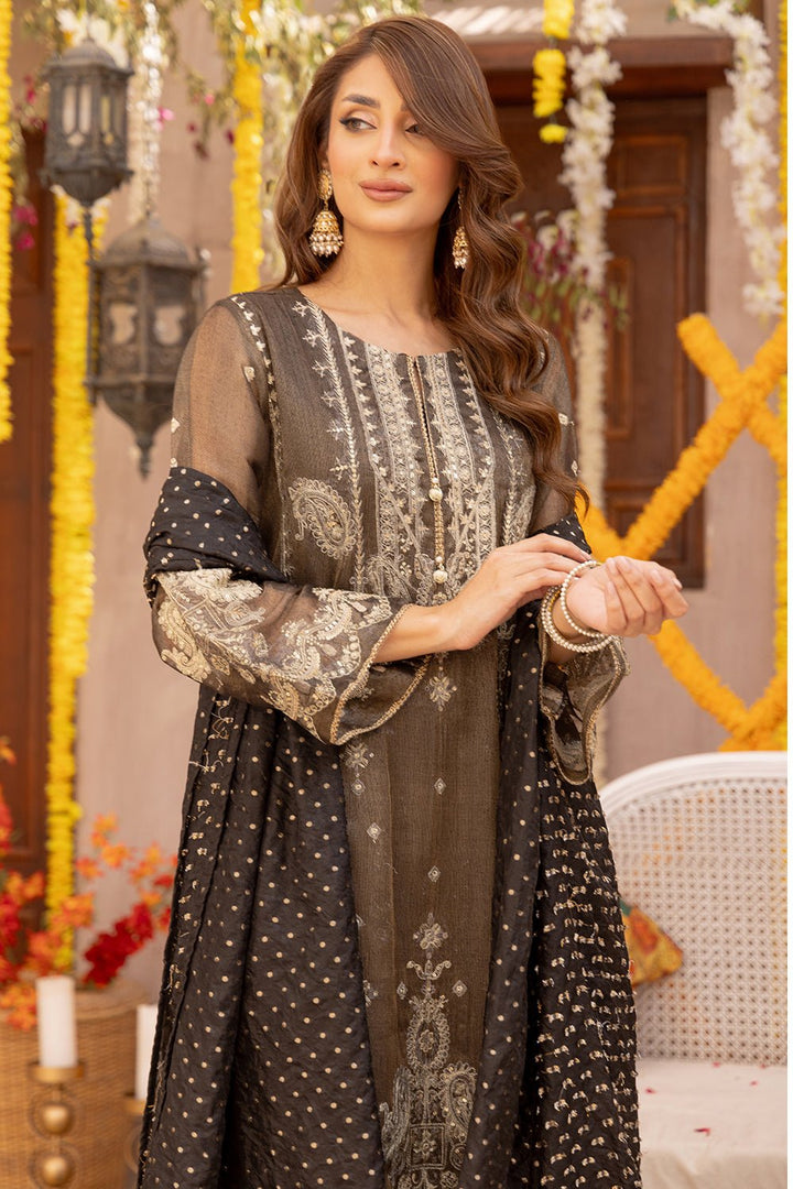 3 Pc Black Dyed Embroidered Stitched Suit - Prime Point Store