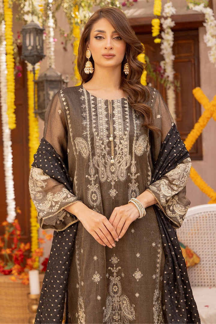 3 Pc Black Dyed Embroidered Stitched Suit - Prime Point Store