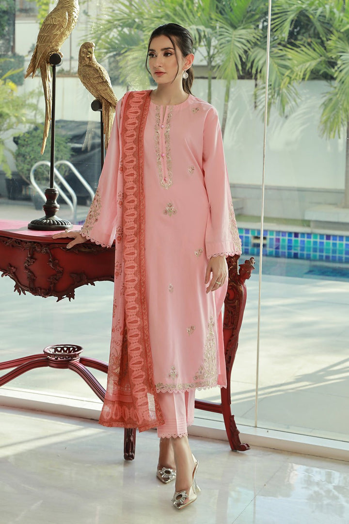 3 Pc Cambric Dyed Embroidered Stitched Suit - Prime Point Store