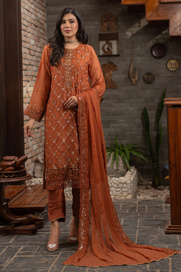 3 Pc Chiffon Unstitched Suit - Prime Point Store