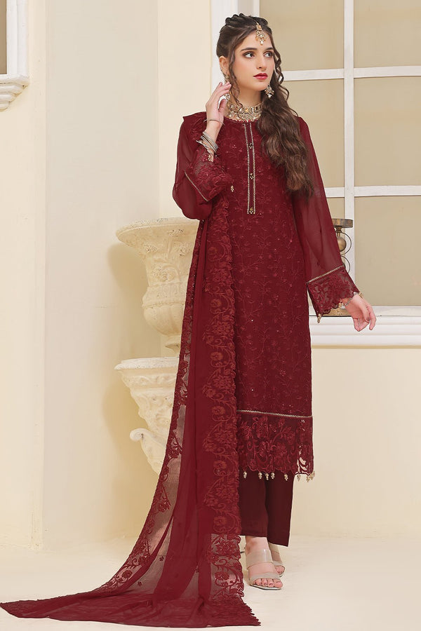 3 Pc Chiffon Unstitched Suit - Prime Point Store