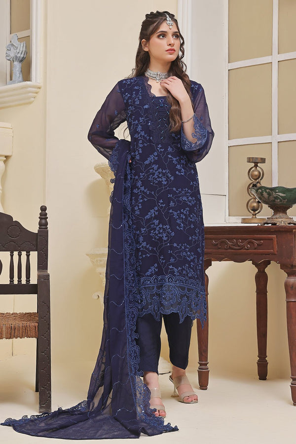 3 Pc Chiffon Unstitched Suit - Prime Point Store