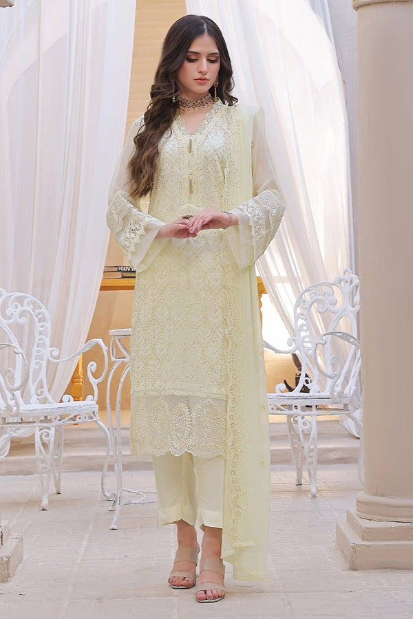 3 Pc Chiffon Unstitched Suit - Prime Point Store