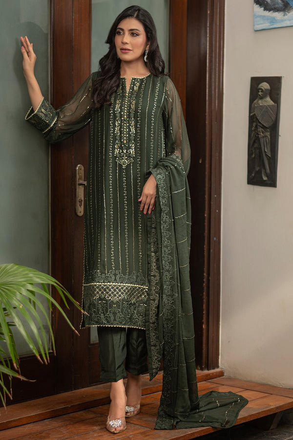 3 Pc Chiffon Unstitched Suit - Prime Point Store