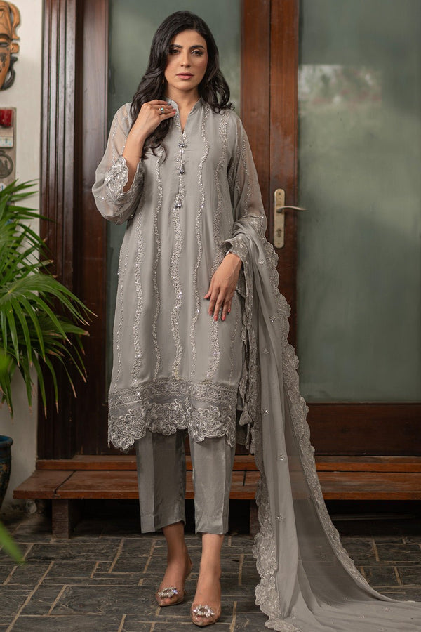 3 Pc Chiffon Unstitched Suit - Prime Point Store