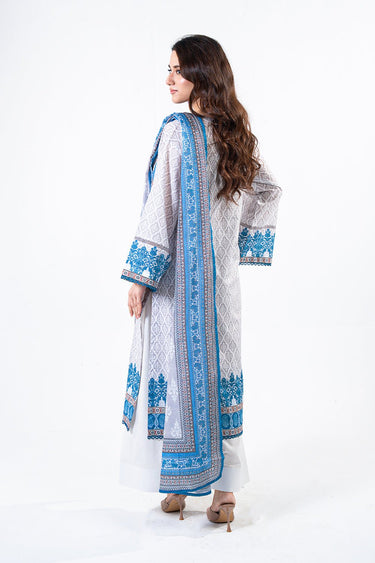 3 Pc Cotton Printed Cambric Unstitched Suit - Prime Point Store