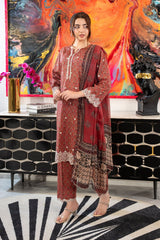 3 Pc Cotton Printed Lawn Stitched Suit - Prime Point Store