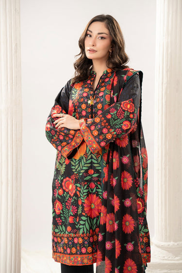 3 Pc Cotton Printed Lawn Unstitched Suit - Prime Point Store
