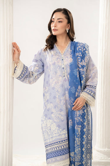 3 Pc Cotton Printed Lawn Unstitched Suit - Prime Point Store