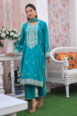 3 Pc Dobby Embroidered Luxury Stitched Suit - Prime Point Store