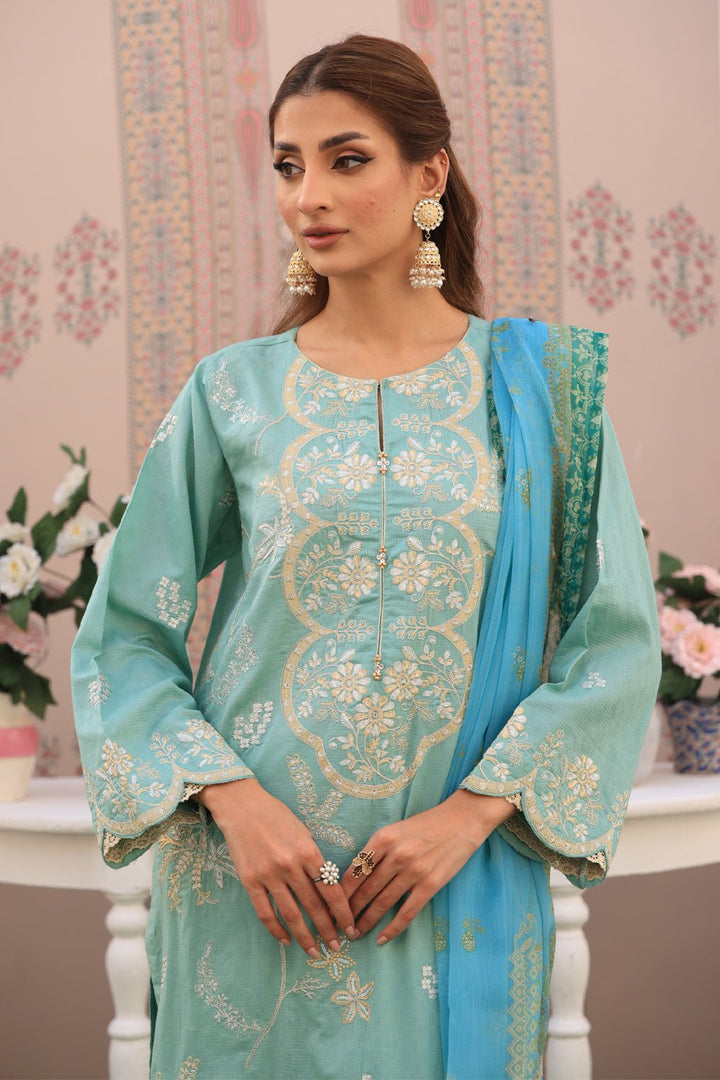 3 Pc Dobby Embroidered Luxury Stitched Suit - Prime Point Store